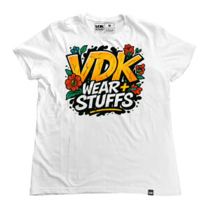 VDK logo 3 Sz Virágos lány póló, rövid csapott ujjú fehér simpla